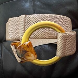 Chicos Faye Slouch Adjustable Fatigue Leather Belt Womens